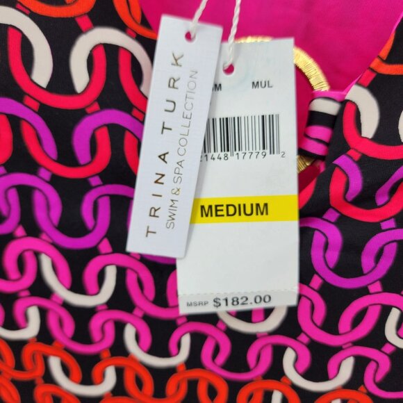 Trina Turk Women’s Size M Echo Long Sleeve Ring Front One Piece Swimsuit NEW - Picture 3 of 9